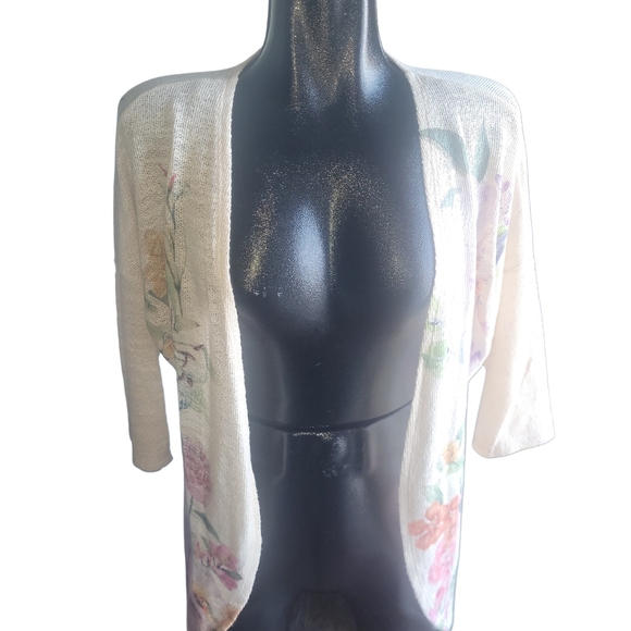 Live In The Moment Floral Cream Knit Cardigan XL - Picture 1 of 6